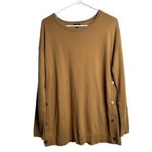 Talbots Lambswool Blend Side Button Pullover Sweater Brown Womens Small